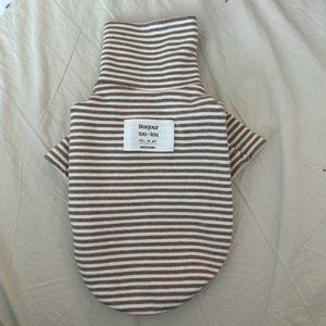 Brown White Stripe High-Collar Dog Shirt